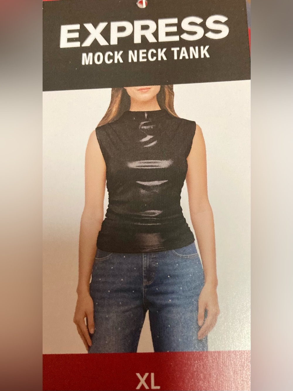 Express Jeans Black Mock Neck Tank - XL